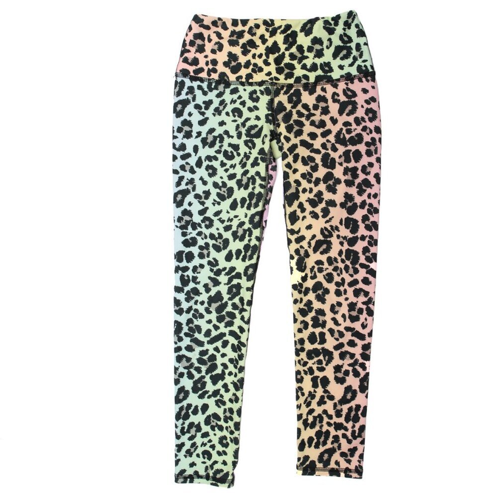 Noli Active Leggings Yoga Leopard Animal Print Rainbow Ombre Stretch Crop Tights